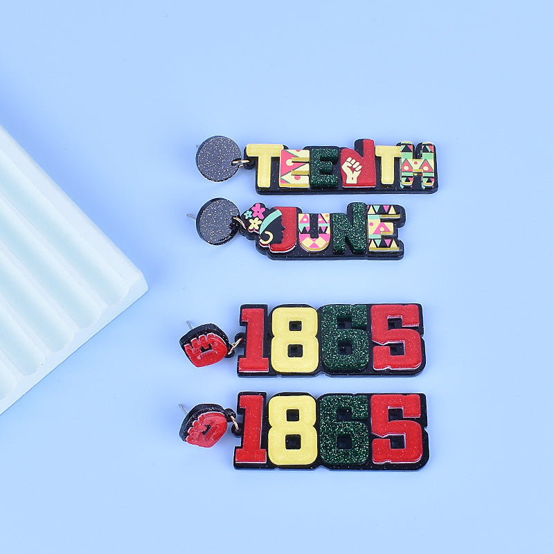 Wholesale Black Liberation Month Memorial Earrings June Day African Slave Liberation Day Earrings