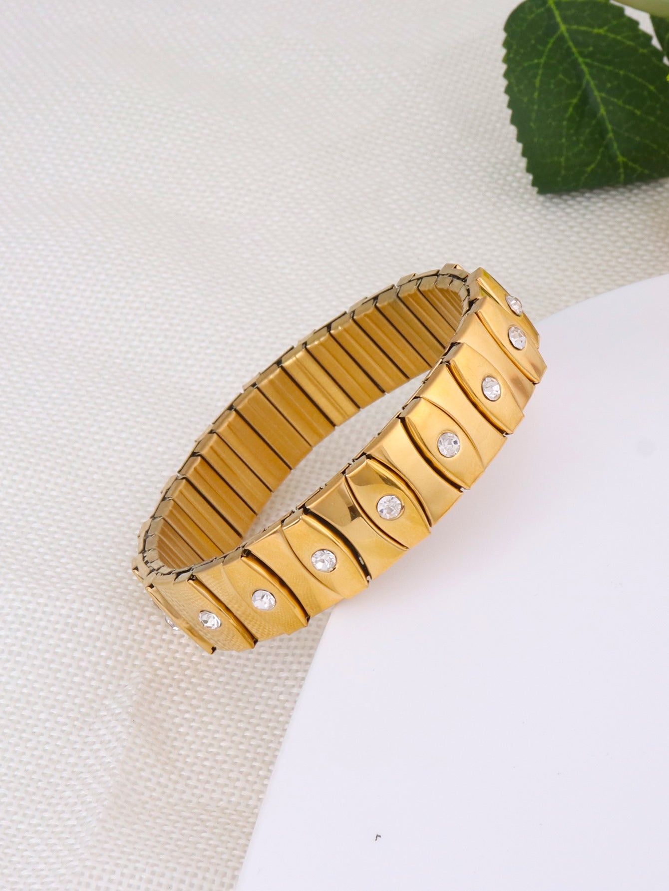 Wholesale Titanium Steel Diamond Stretch Bracelet