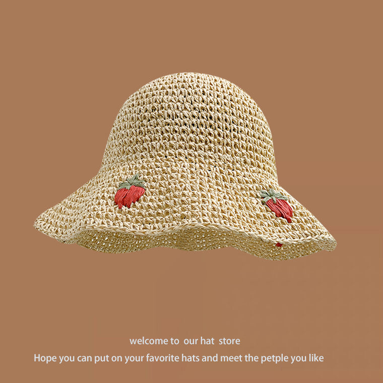 Wholesale Sweet Sunscreen Fisherman's Hat with Big Eaves and Small Woven Straw Hats