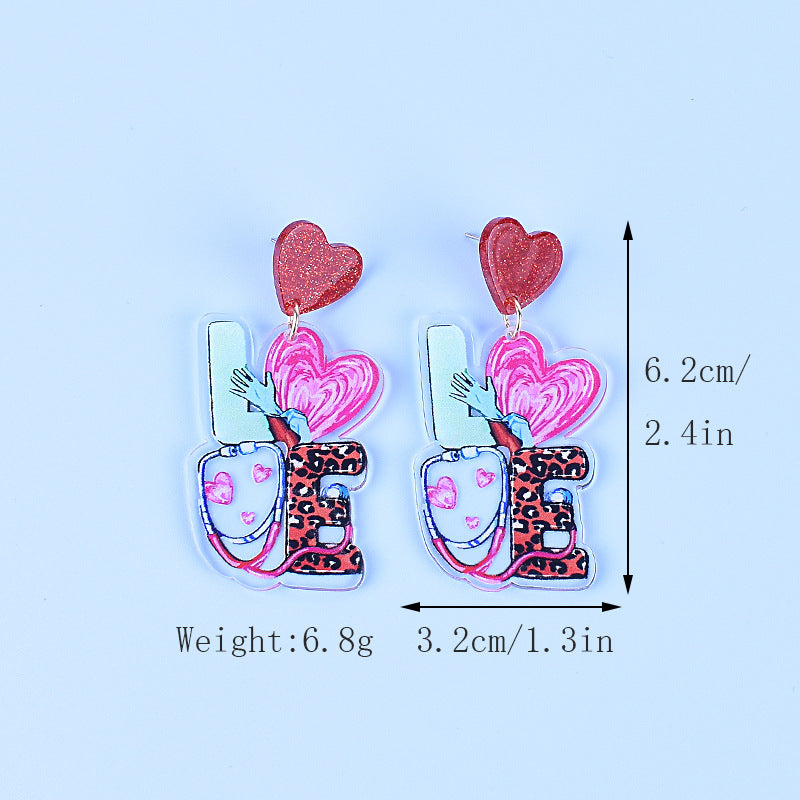 Wholesale Nurses' Day Pink Blue Nurse Uniform Nurse Cap Stethoscope Nurse Syringe Earrings