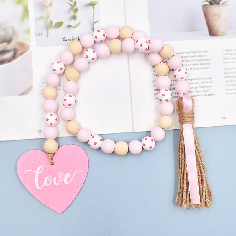 Wholesale 10PCS Valentine’s Day DIY Pink Love Hemp Rope Tassel Beads