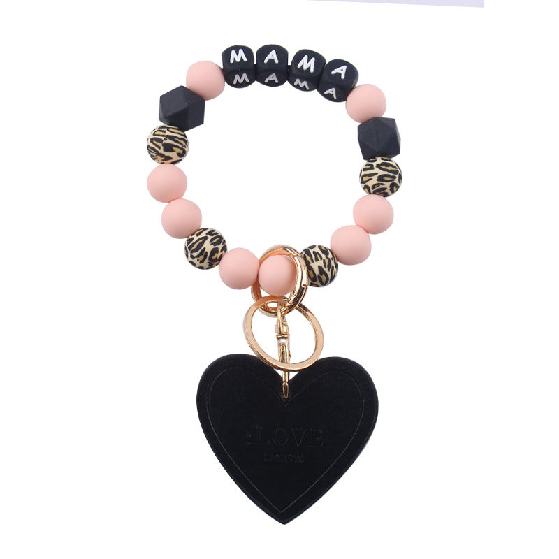 Wholesale Mother's Day Love Leather Silicone Beaded Keychains