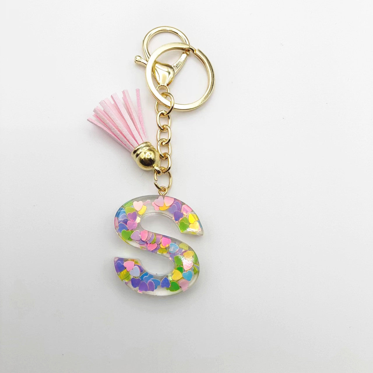 Llavero de letra acrílica de resina de barril de Tassel