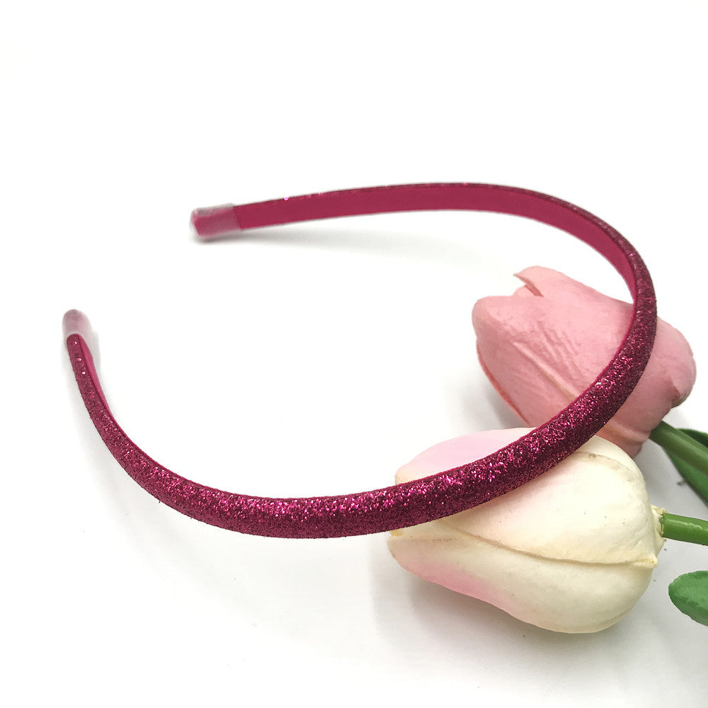 Wholesale Glitter powder retro temperament versatile transparent leather case 0.8cm headband