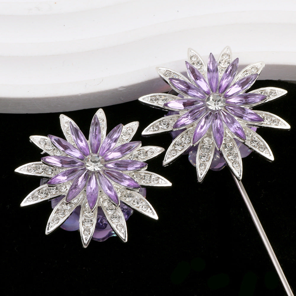 Wholesale 5pcs Diamond inlaid rotating snowflake alloy clay beads