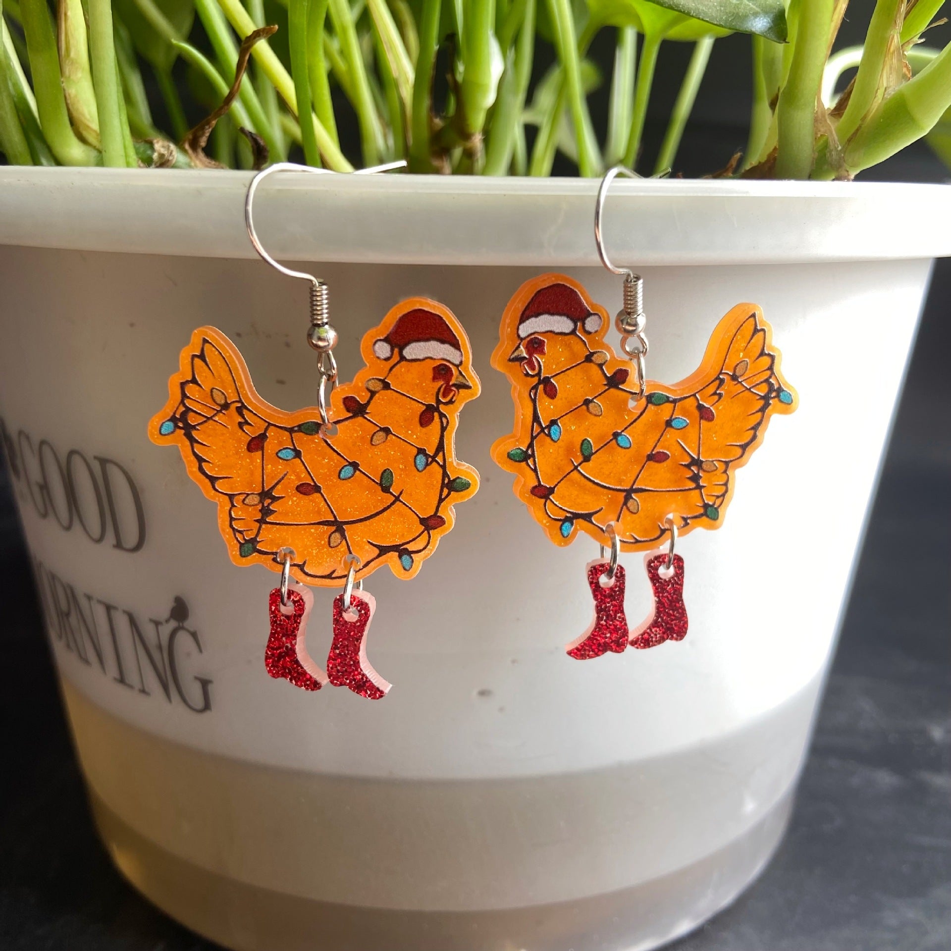 Wholesale Christmas colorful rooster earrings
