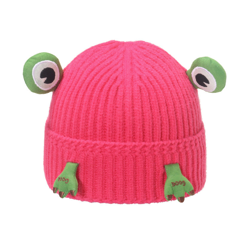 Wholesale 2023 Autumn and Winter New Cute Cartoon Frog Acrylic Earmuffs Head Cap Woolen Hat