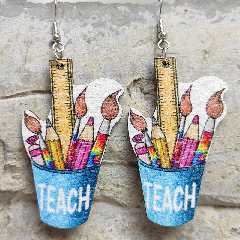 Wholesale Wooden teaching aid earrings