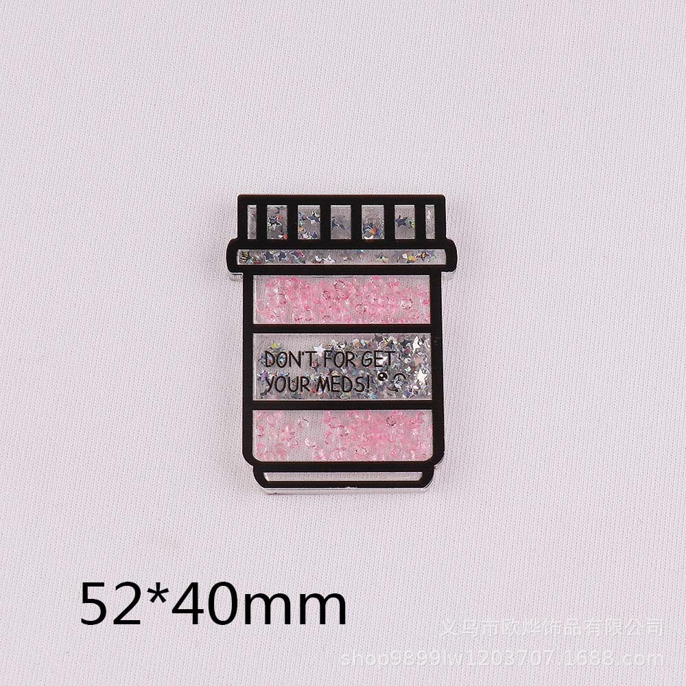 Wholesale 10PCS FlatBack Medical Clothes Quicksand Acrylic Bag Pin Patch DIY Accessories