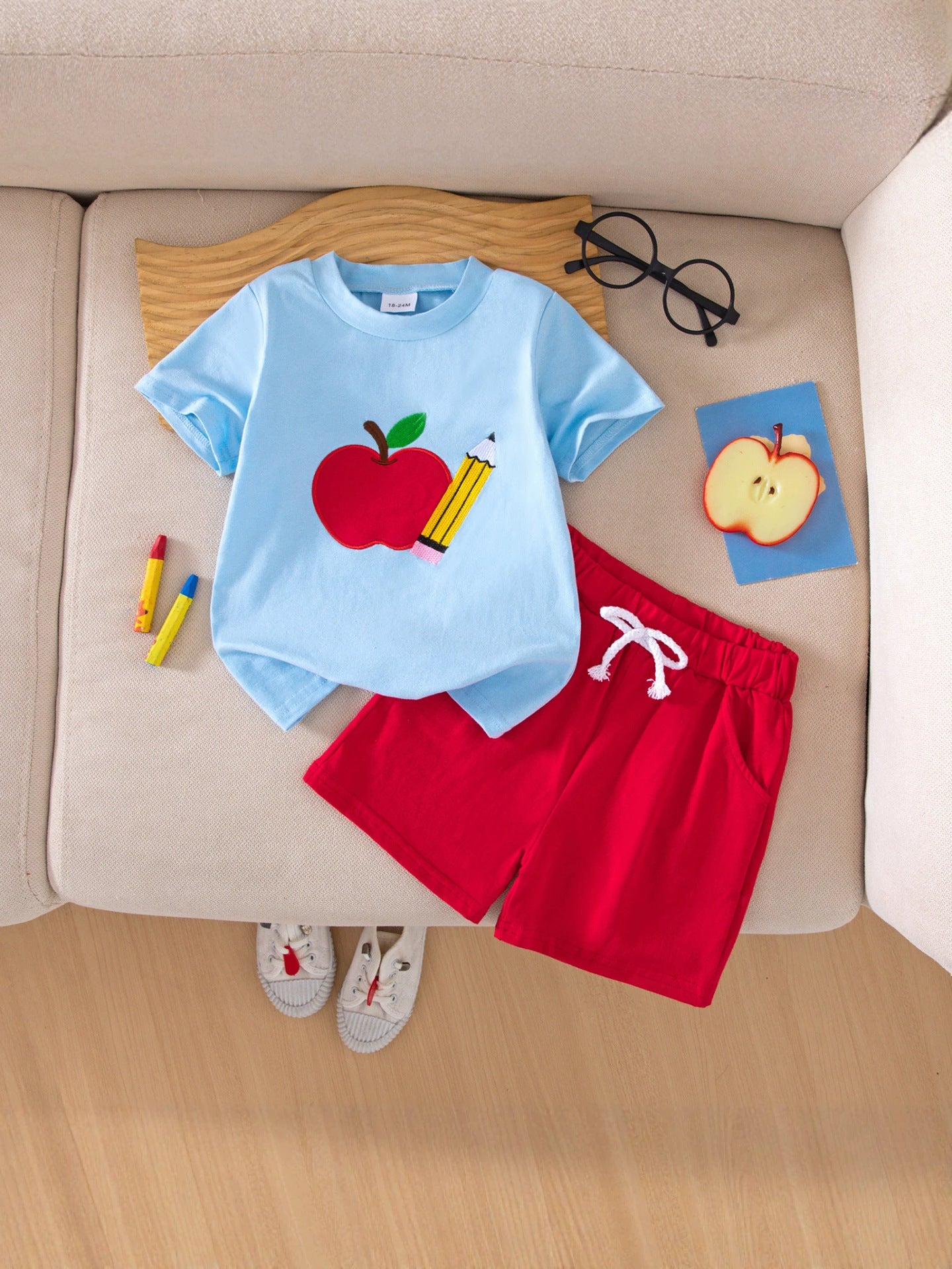 Wholesale Fruit Print Girls Comfortable Summer Two Piece Outfit Short Sleeve Top And Pants Casual Gift For 3 8 Years