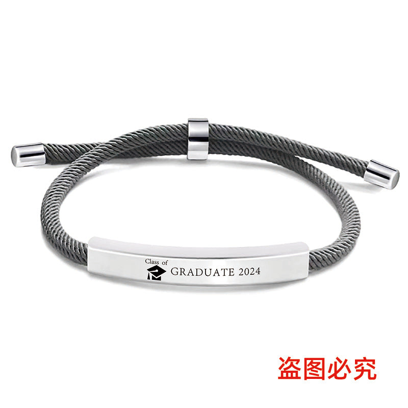 Wholesale Stainless Steel Braided 2024 Graduation Season Day Engraved Bracelet