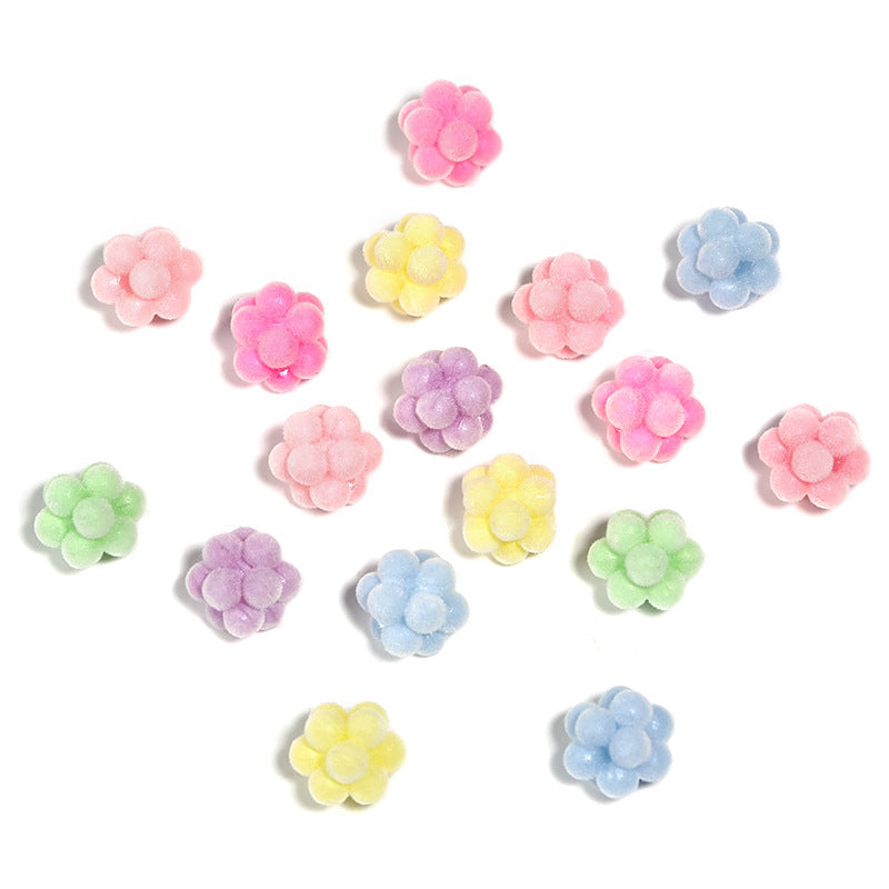 Wholesale 100pcs Flocked Bayberry Balls Candy Color Acrylic Beads
