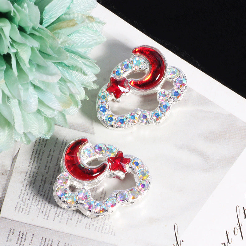 Wholesale 3pcs Fully Diamond Auspicious Cloud Star Moon Crystal Beads