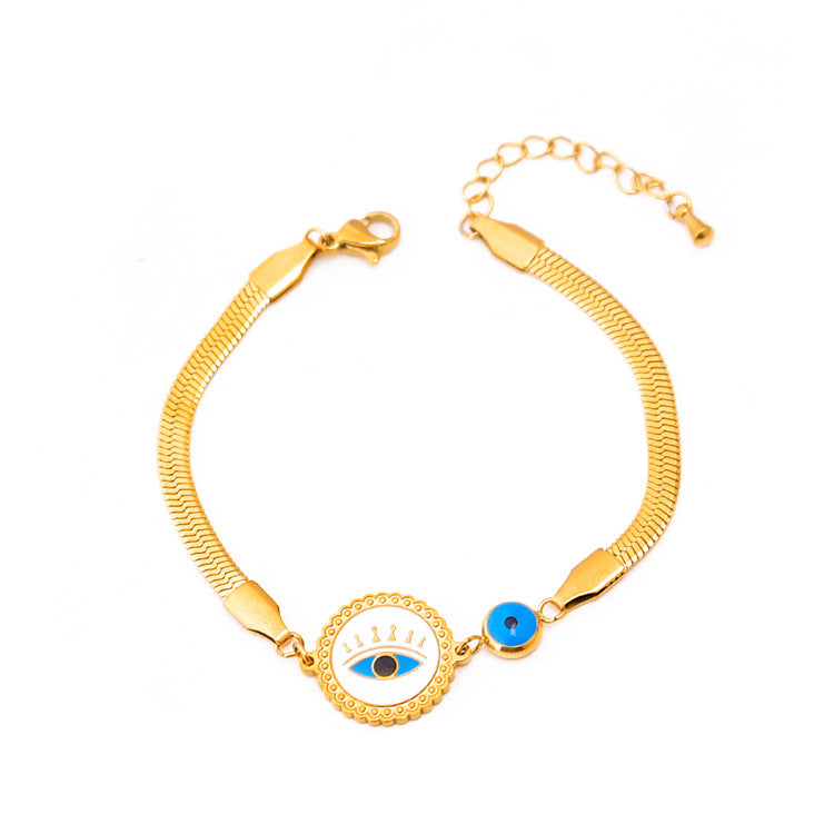 Wholesale Blue Eyes Bracelet Titanium Steel Flower Sun Sticky Diamond Portrait Round Bracelet