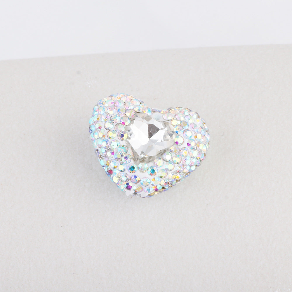 Wholesale 6PCS/Pack Love White Series Soft Pottery Diamond Ball Wearable Straight Hole Beads DIY Mobile Phone Keychain Necklace Accessories