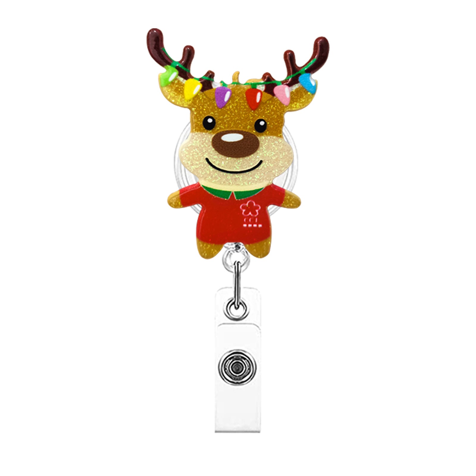 Wholesale Badge Reels 2023 Christmas Acrylic Sparkling Pink Snowman Socks Gloves Retractable Keychain
