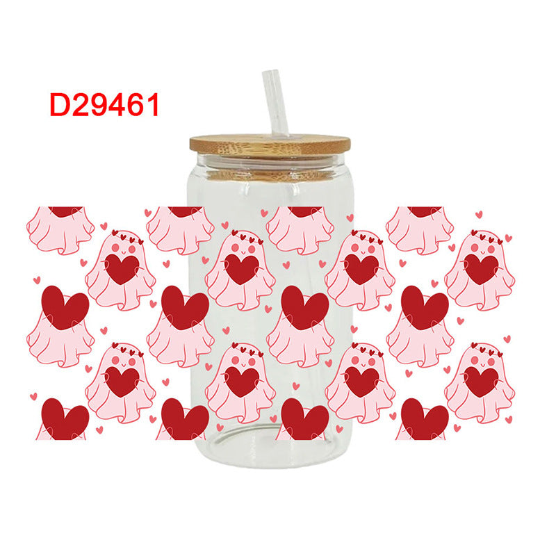 Wholesale Sweet Heart Valentine' s Day 16oz Cup UV DTF Wraps
