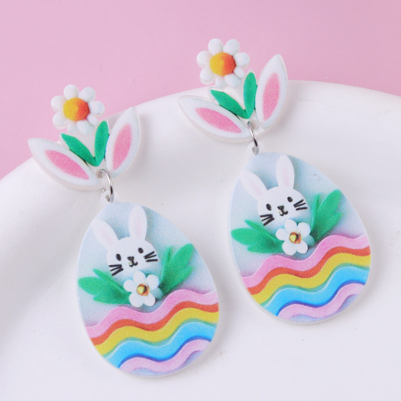 Wholesale Easter cartoon Easter egg bunny acrylic earrings