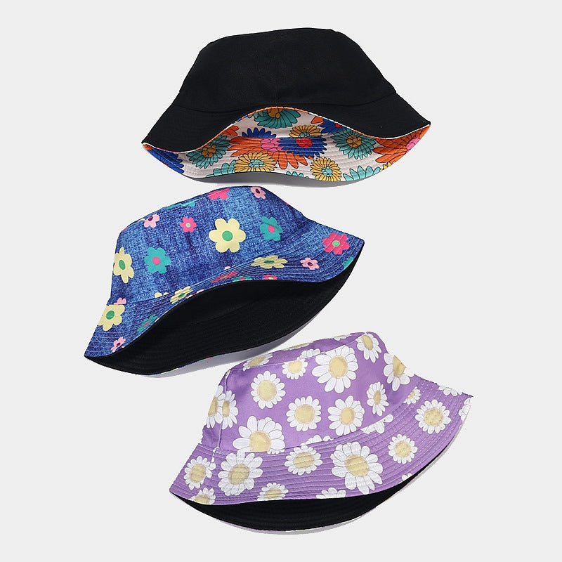 Wholesale Flower Pattern Sun Protection Double-sided Bucket Hat