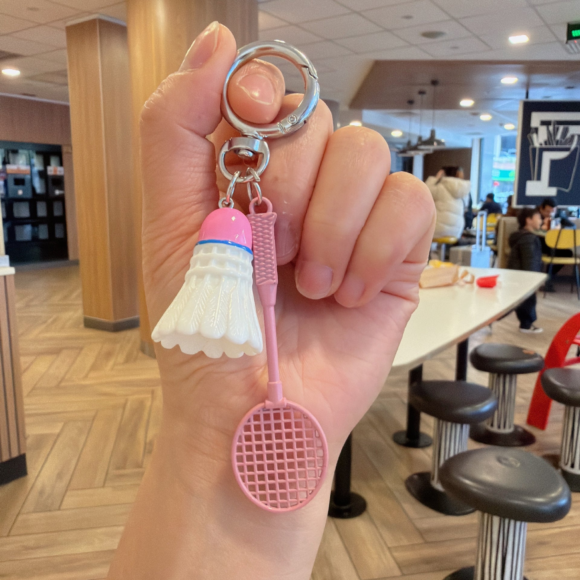 Wholesale Green Acrylic Badminton Racket Keychain Sports Fan Bag Charm Decorative Gift For Girls