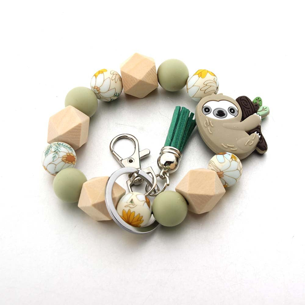 Wholesale Cartoon Sloth Silicone Beads Animal Keychain