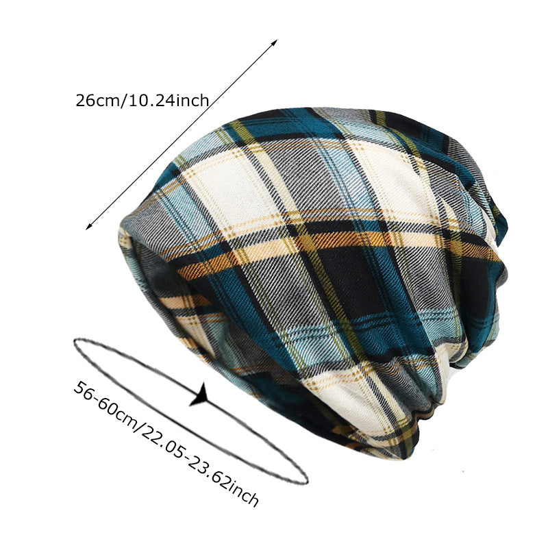 Wholesale Brimless Polyester Turban Neck Scarf Warm Plaid Pullover Knitted Hat