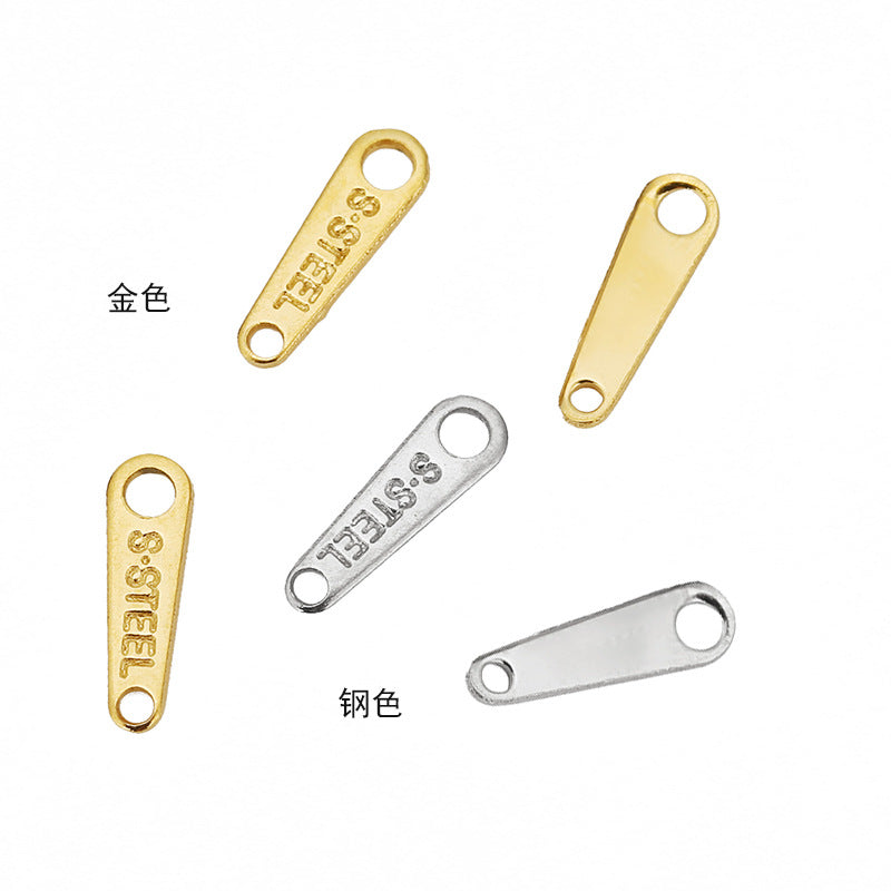 Wholesale 50PCS/PACK Stainless Steel DIY Bracelet Necklace Hang Tag 18k Vacuum Plated Tail Chain Lettering Disc