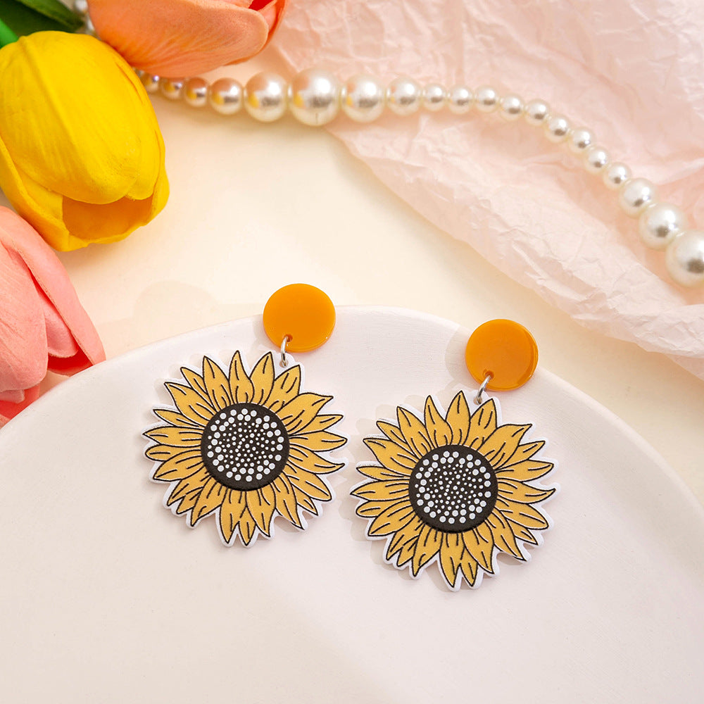 Wholesale Sunflower Acrylic Earrings