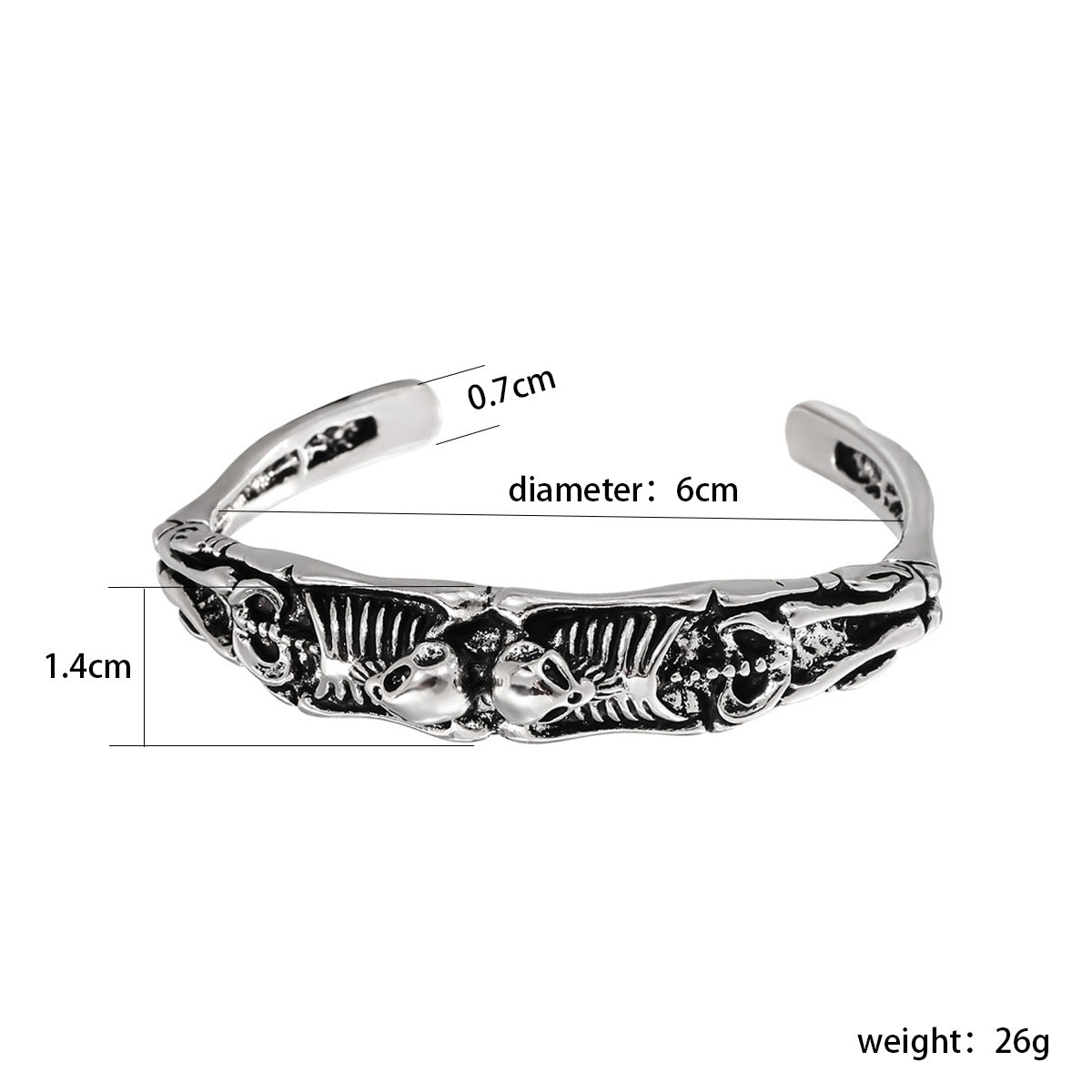 Wholesale Vintage Skull Open Bracelet