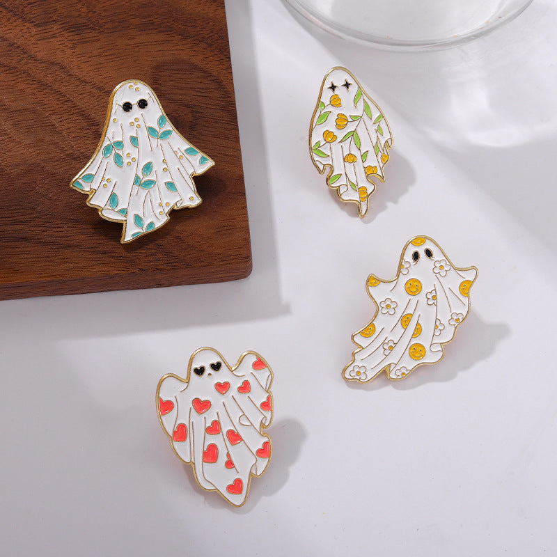 Wholesale Maple Leaf Ghost Halloween Horror Ghost Alloy Brooch