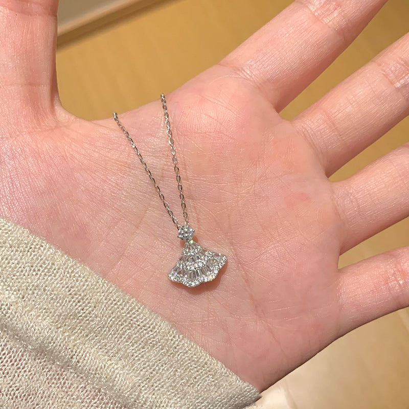 Wholesale Silver skirt with hollowed out umbrella skirt Titanium Steel Necklace