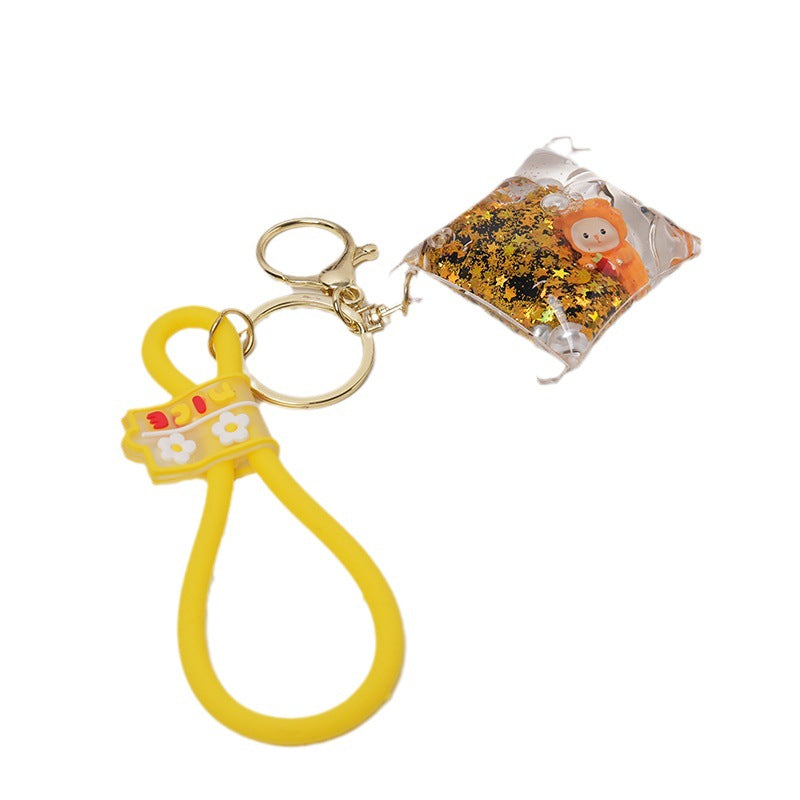 Wholesale Acrylic Cartoon Floating Bottle Into Oil Liquid Little Tiger Keychain