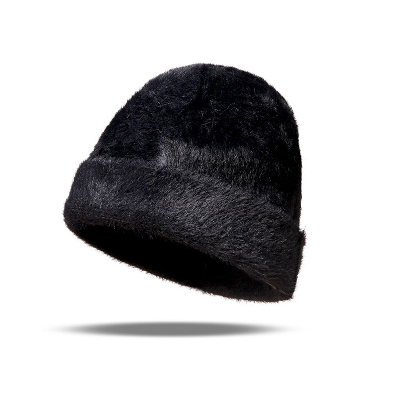 Wholesale Cashmere Blend Knitted Hat Solid Color Double Sided Warm Hat