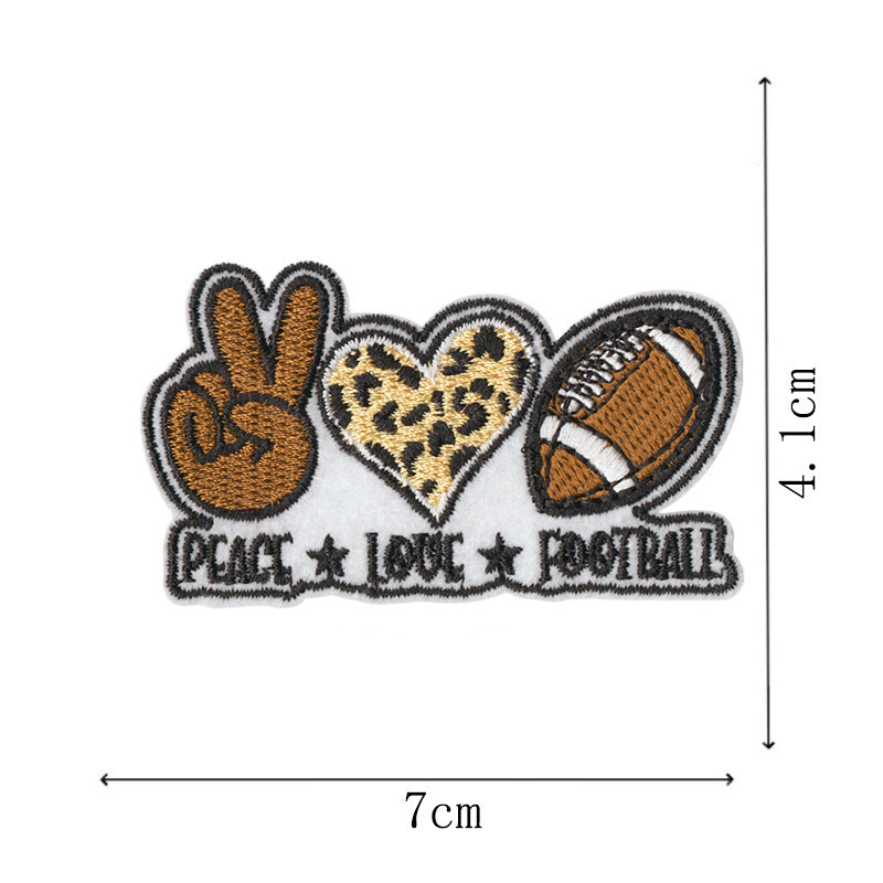 Wholesale Leopard Print Cartoon Football Embroidered Patches 9 Pcs Decorative Towel Sewing Accessory