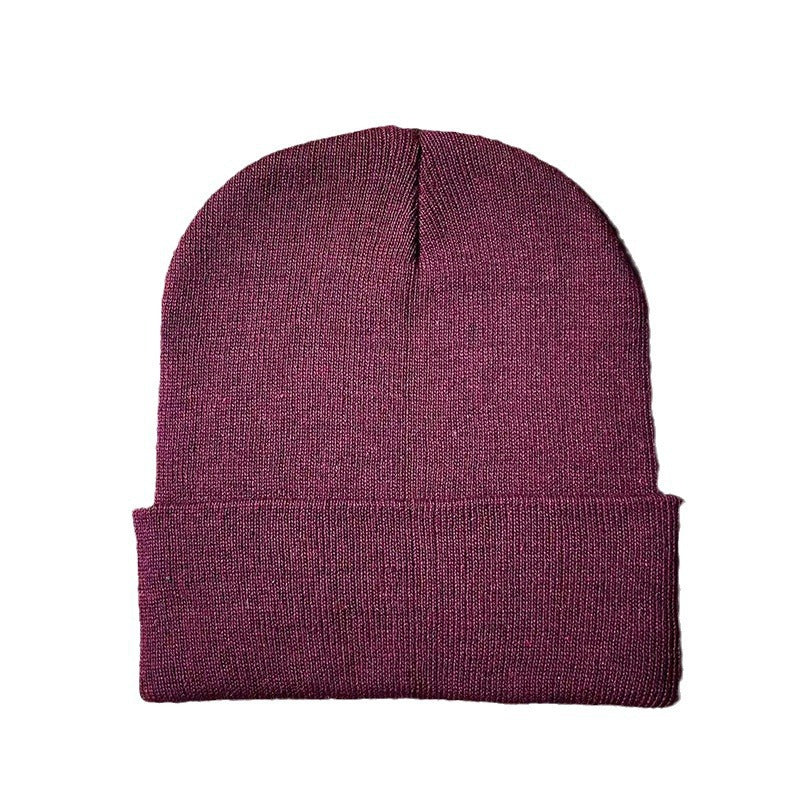 Wholesale Curled-edge Knitted Beanie Solid Multicolor Acrylic Beanie