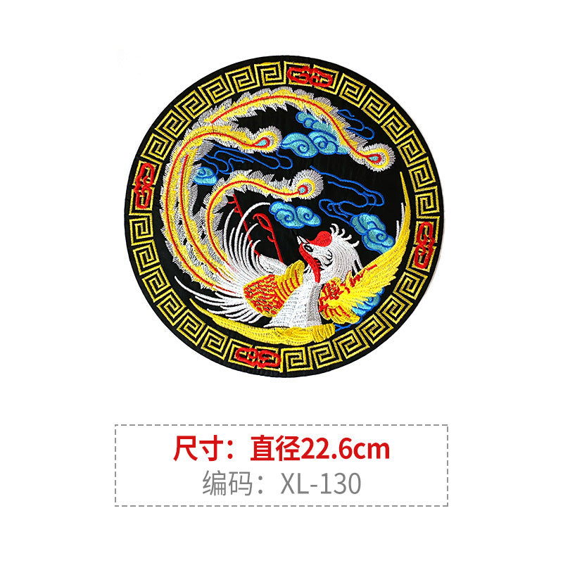 Wholesale Chinese Style Dragon Phoenix Round Satin Fabric Patches For Coat Decoration 8 Pack Stylish DIY Accessory