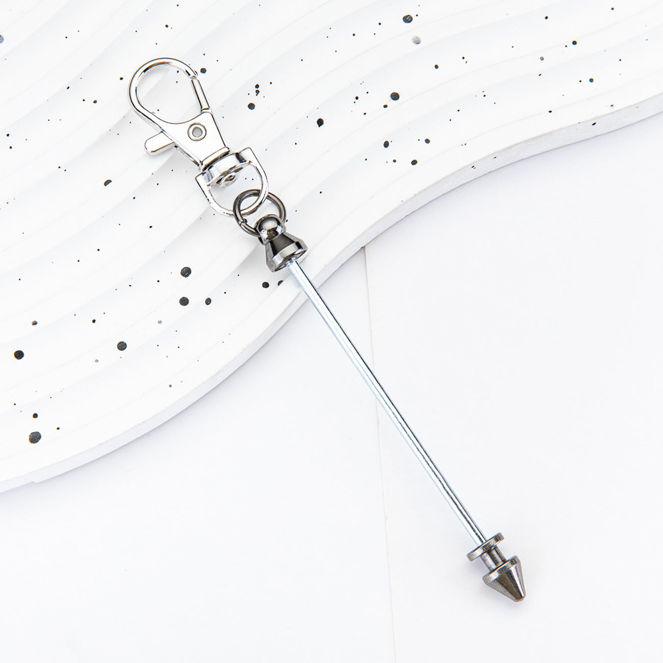 Wholesale New DIY Metal Beaded Cone Bullet Pole Lobster Buckle Pendant Keychain