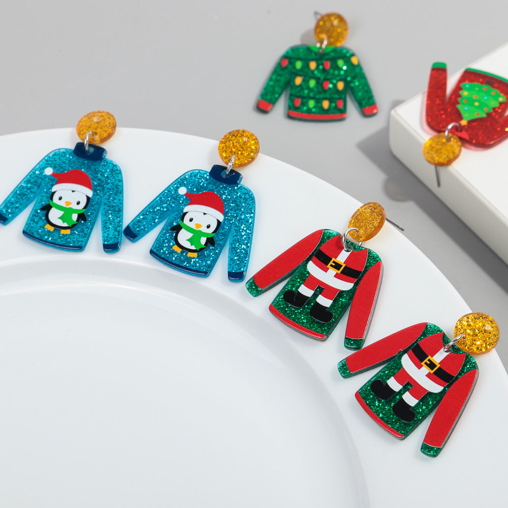 Wholesale Christmas Sweater Acrylic Earrings