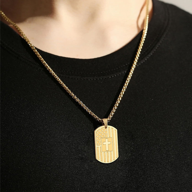Wholesale Stainless Steel Flag Cross Titanium Steel Necklaces