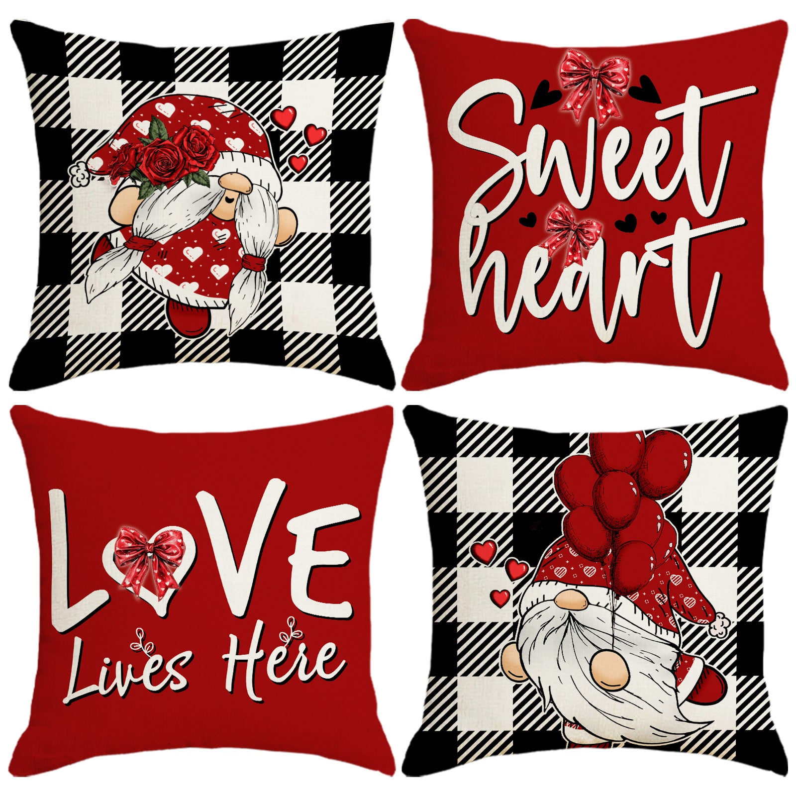 Wholesale Valentine' s Day Set Pillowcase Red  Heart  Lmitation Linen Pillowcase