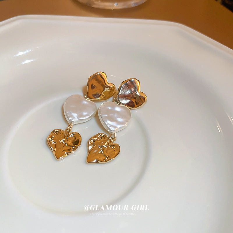 Wholesale Heart Pearl Copper Earrings