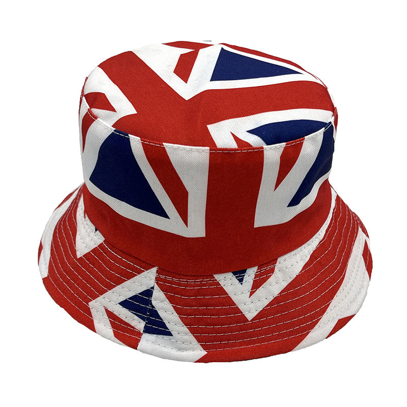 Wholesale of British Flag Printed Polyester Fisherman Hats