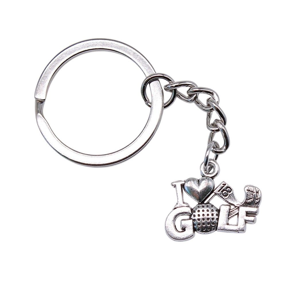 Wholesale 10PCS I Love Golf Pendant Metal Keychain
