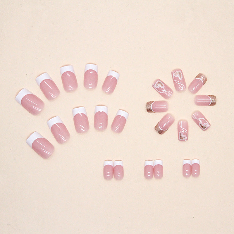 Whoelsale Sparkling Pink Love Valentine's Day Plastic Wearing Nail Beauty