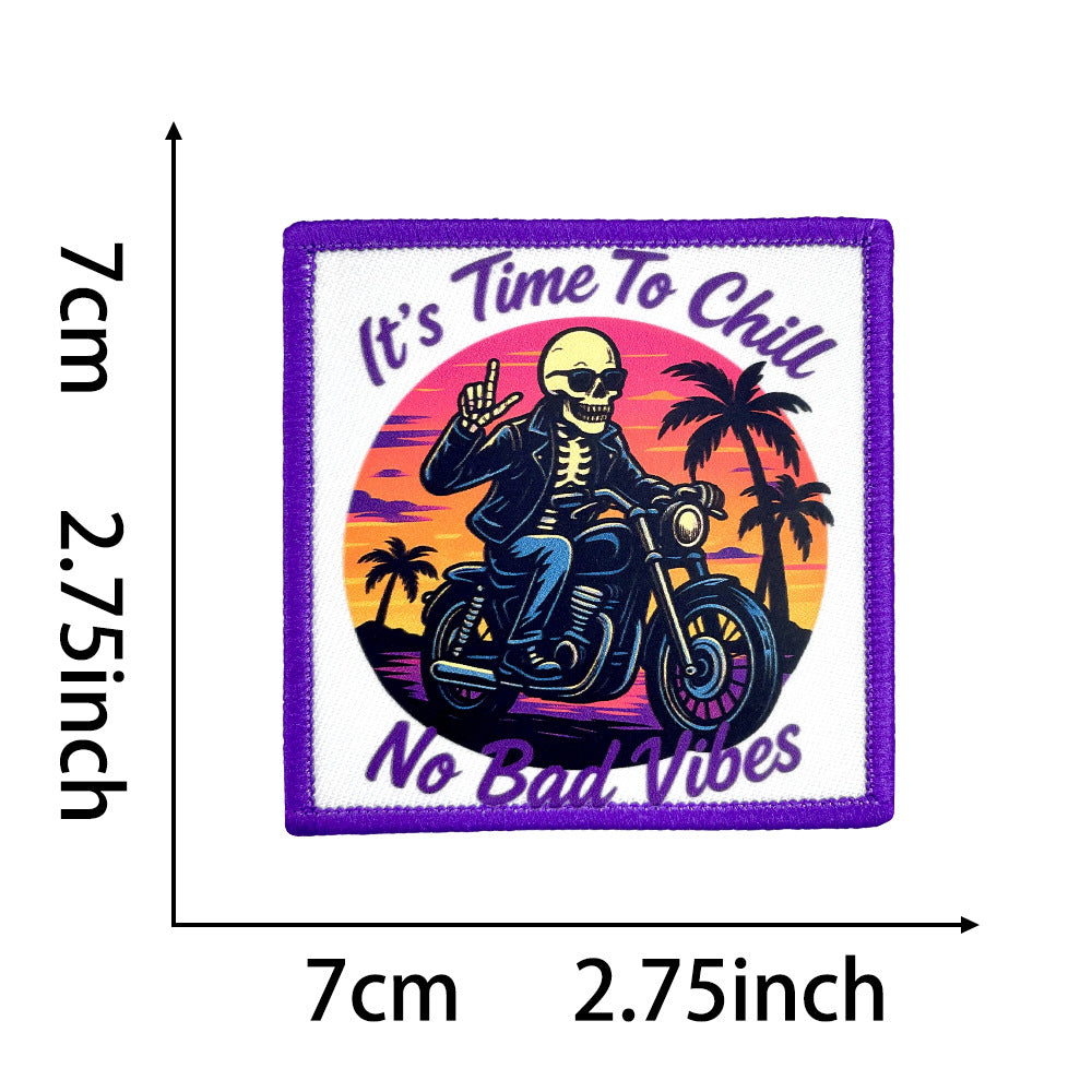 Wholesale Trendy Beach Skull Coffee Mom Theme Iron On Embroidered Patch DIY Decorative Accent For Bags And Coats Resale