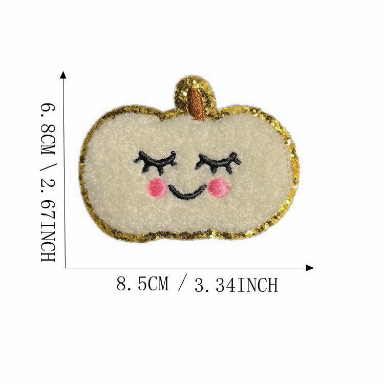 Wholesale Christmas  Gold Edge Chenille Embroidered Patches Self Adhesive Clothing Accessory For Coats Party Craft Supply