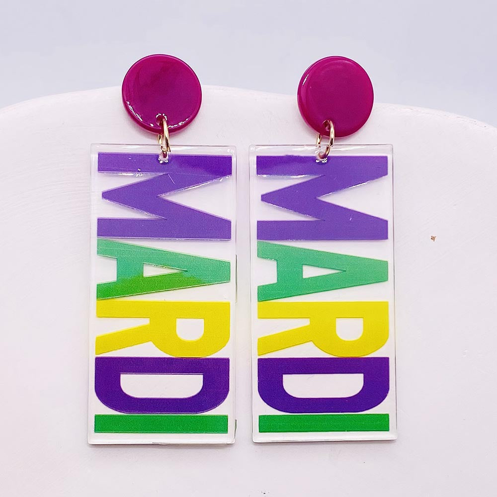 Wholesale Acrylic Shiny Exaggerated Mask Letter Avocado Earrings