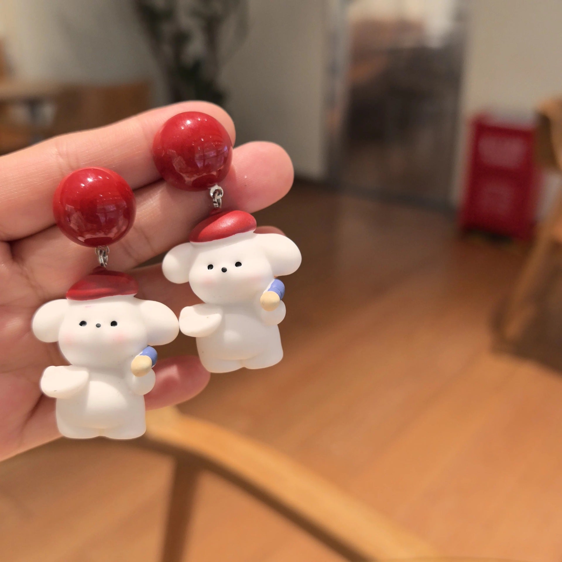 Wholesale Cartoon cute little white dog earrings