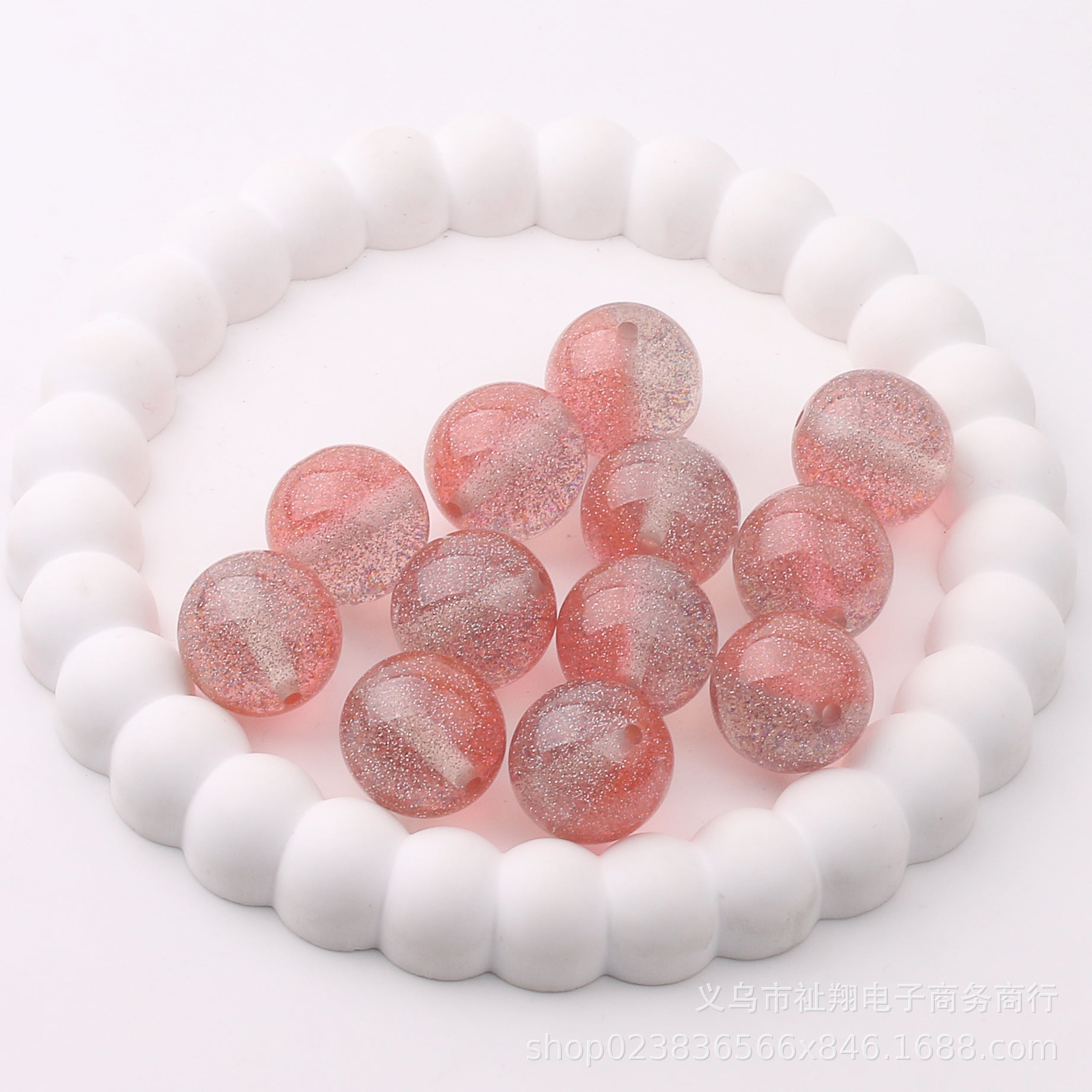 Wholesale 100pcs 20mm Fine Flash Two-color Diamond Sand Resin Straight Hole DIY Beads
