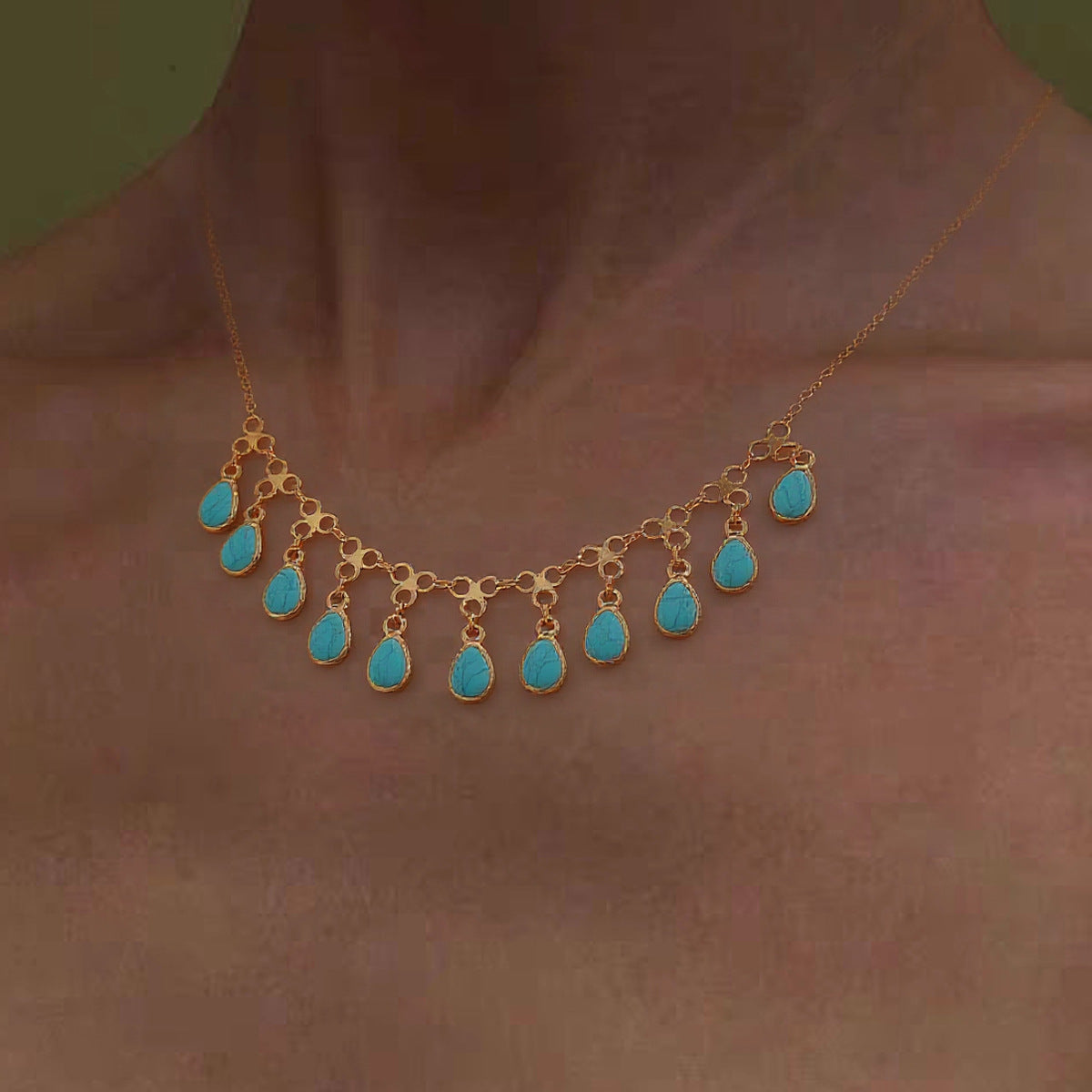 Wholesale Stylish Bohemian Evil Eye Turquoise Beaded Necklace For Women Jewelry Accessory